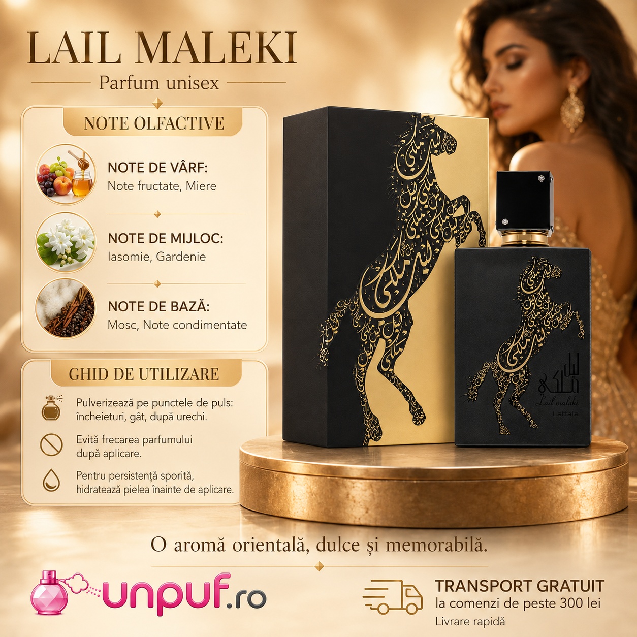 Lail Maleki Lattafa parfum unisex cu note de fructe miere iasomie gardenie mosc note condimentate și ghid de utilizare