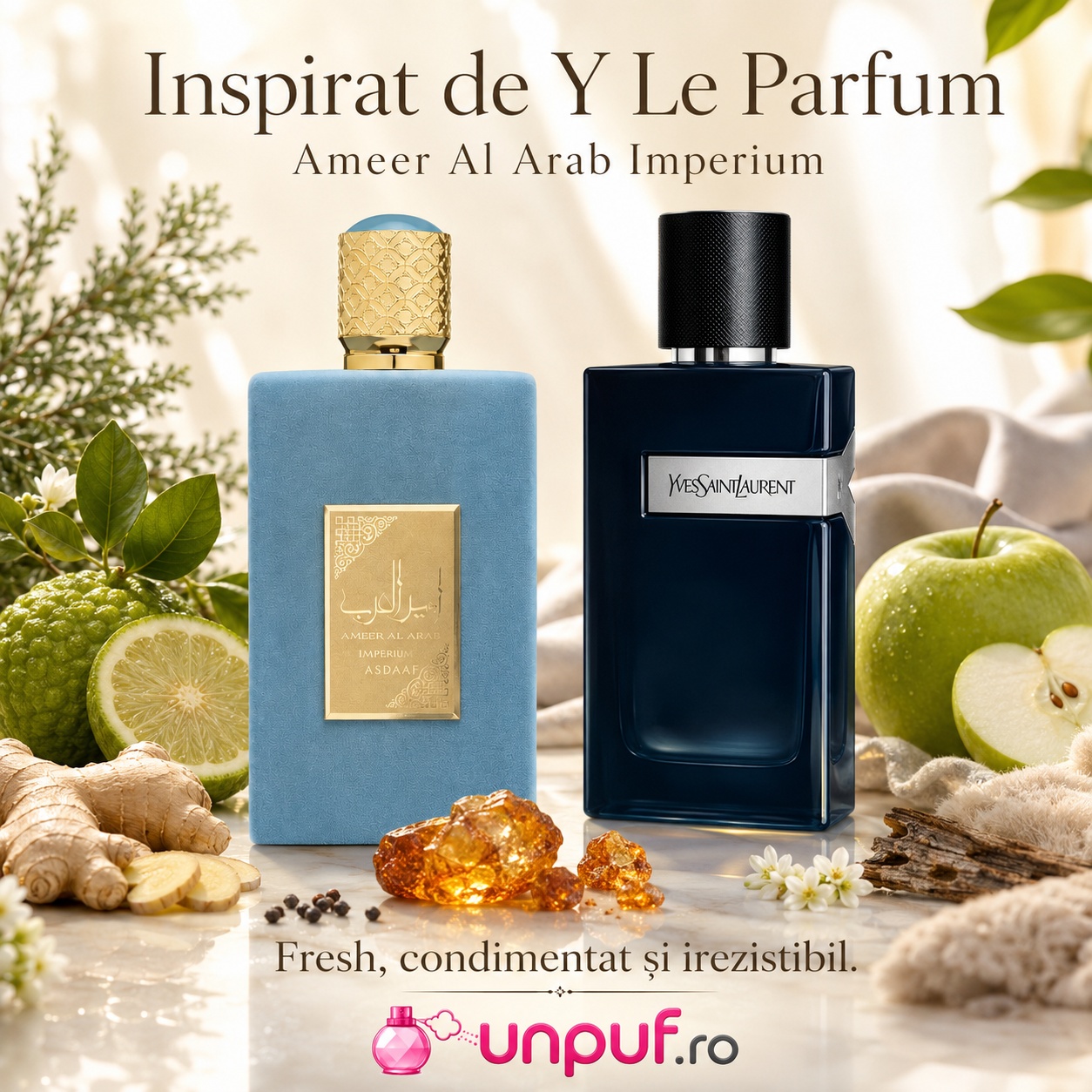 Lattafa Ameer Al Arab Imperium inspirat din Y Le Parfum, parfum fresh condimentat și irezistibil