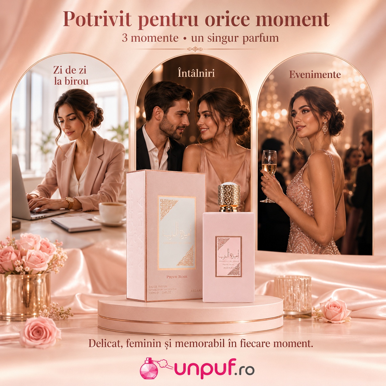 Lattafa Ameerat Prive Rose potrivit pentru zi de zi la birou, &icirc;nt&acirc;lniri și evenimente elegante