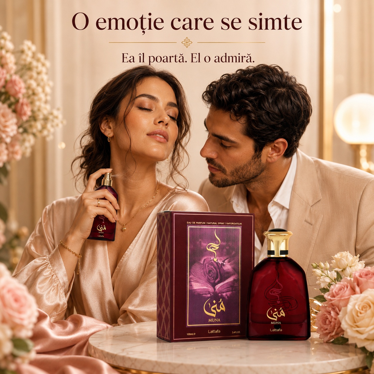 Lattafa Muna parfum elegant o emoție care se simte ea &icirc;l poartă el o admiră
