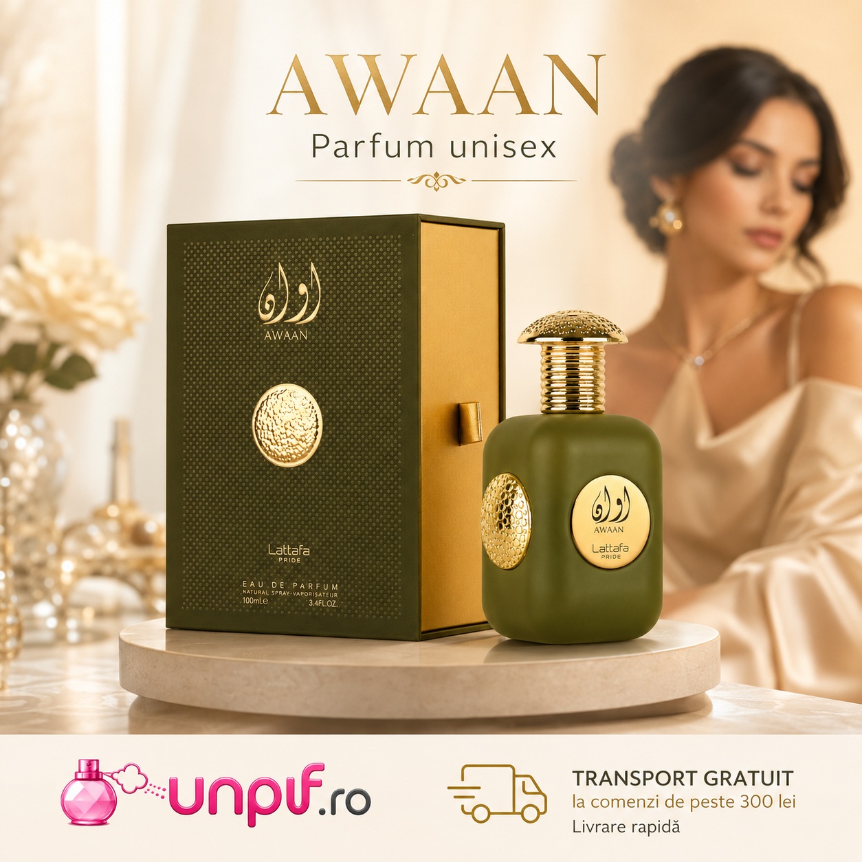 Awaan Gold Lattafa Pride parfum unisex cu transport gratuit la comenzi de peste 300 lei unpuf.ro