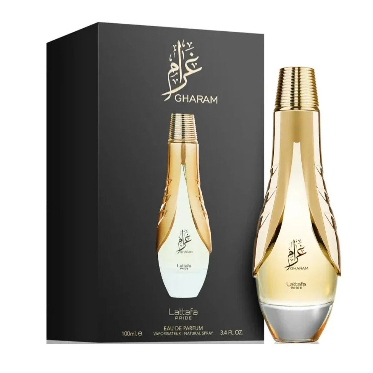 Parfum Lattafa Pride Gharam 100 ml apă de parfum unisex cu flacon original auriu și cutie neagră Lattafa Pride