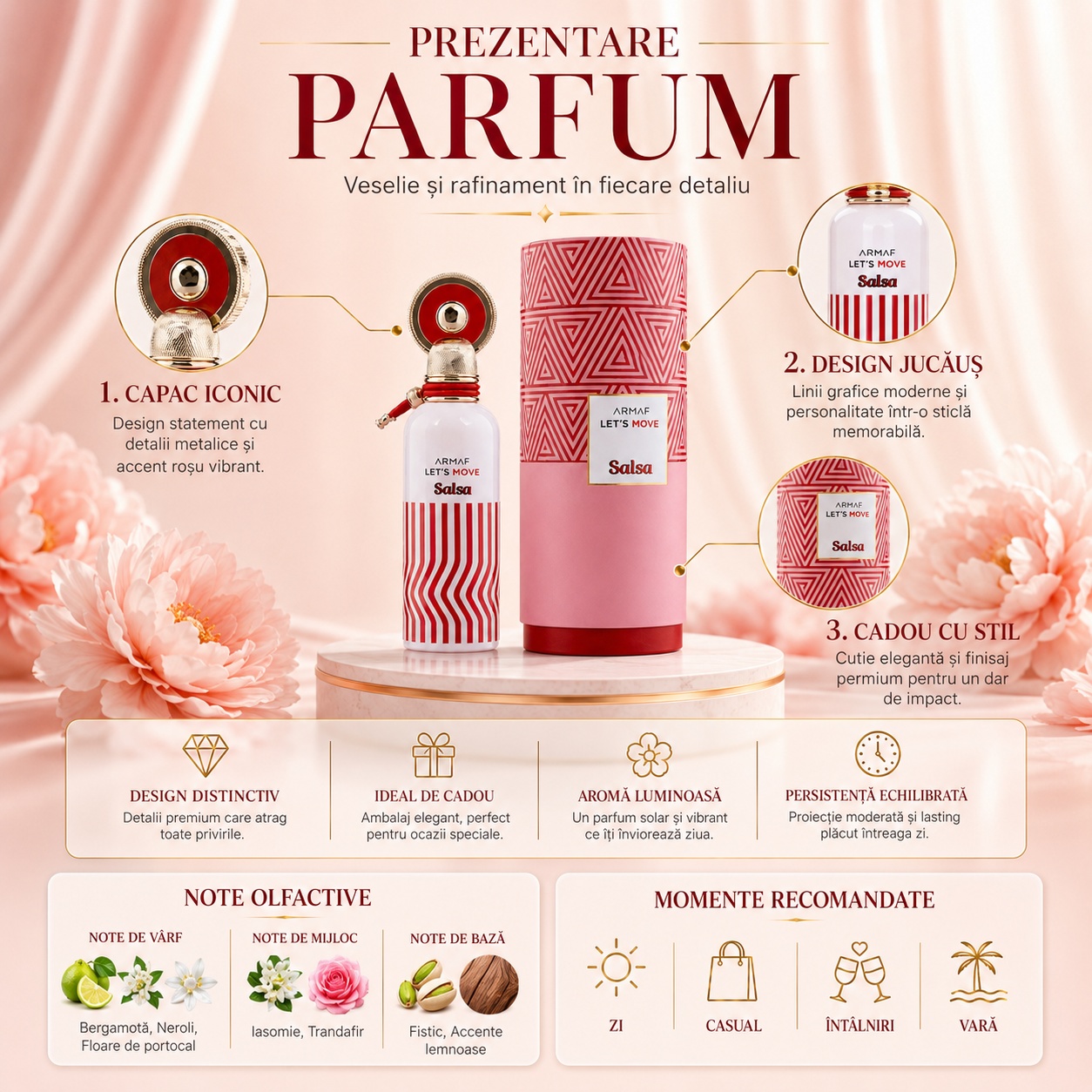Prezentare parfum Let&rsquo;s Move Salsa Armaf cu note olfactive și detalii premium