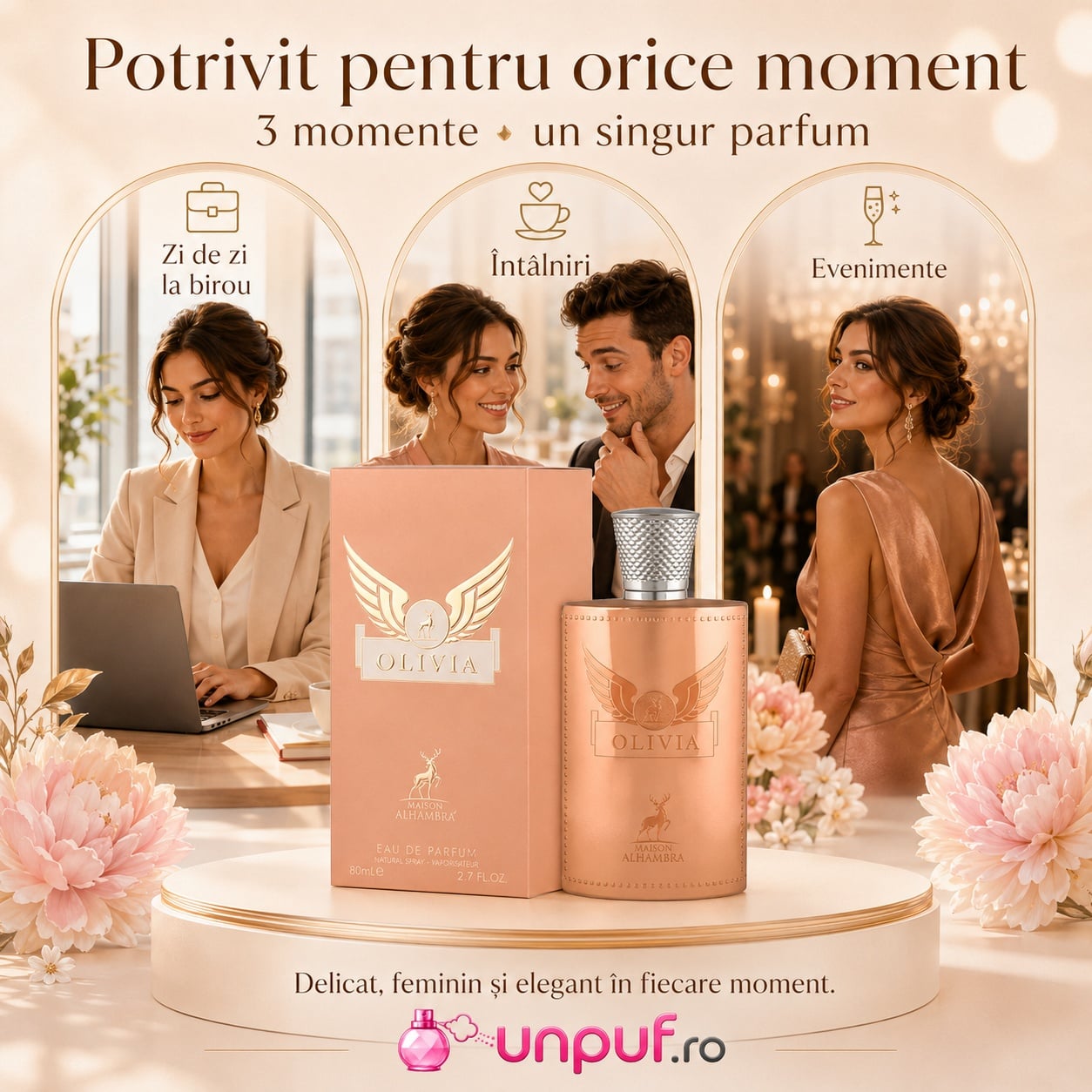 Parfum Olivia Maison Alhambra potrivit pentru zi de zi la birou, &icirc;nt&acirc;lniri și evenimente elegante