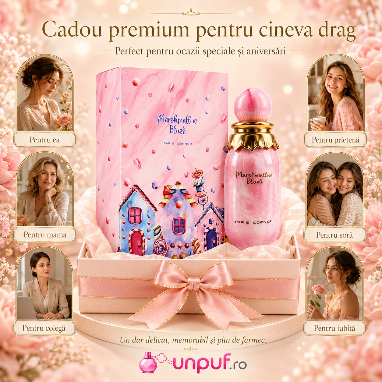Marshmallow Blush Paris Corner cadou premium pentru iubită mamă soră prietenă sau colegă