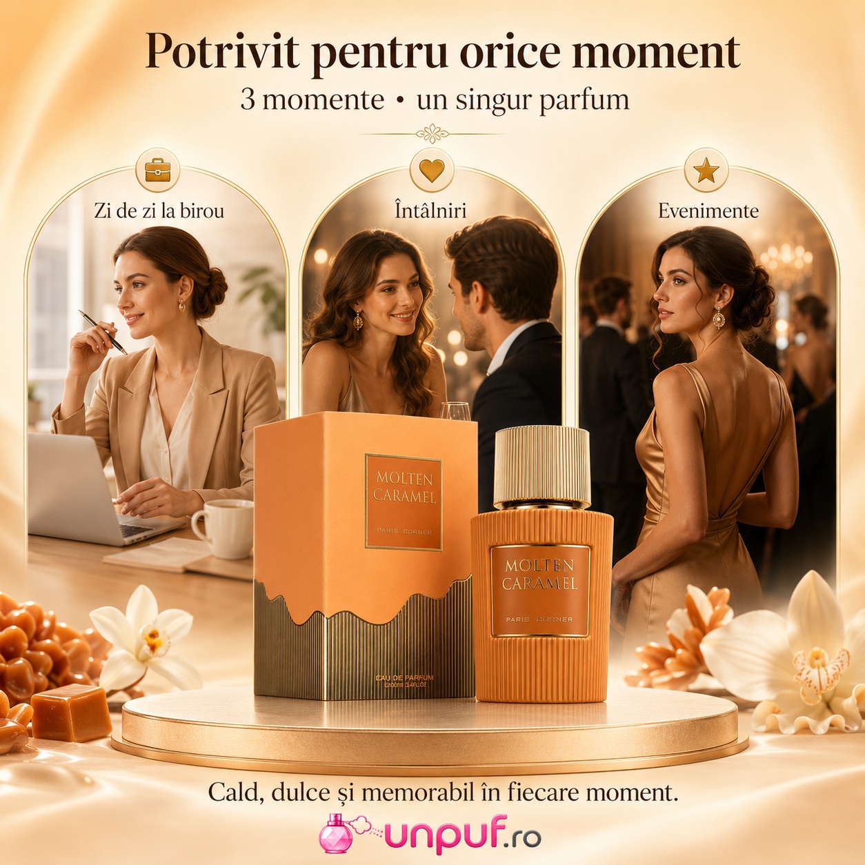 Molten Caramel Paris Corner potrivit pentru zi de zi birou &icirc;nt&acirc;lniri și evenimente elegante