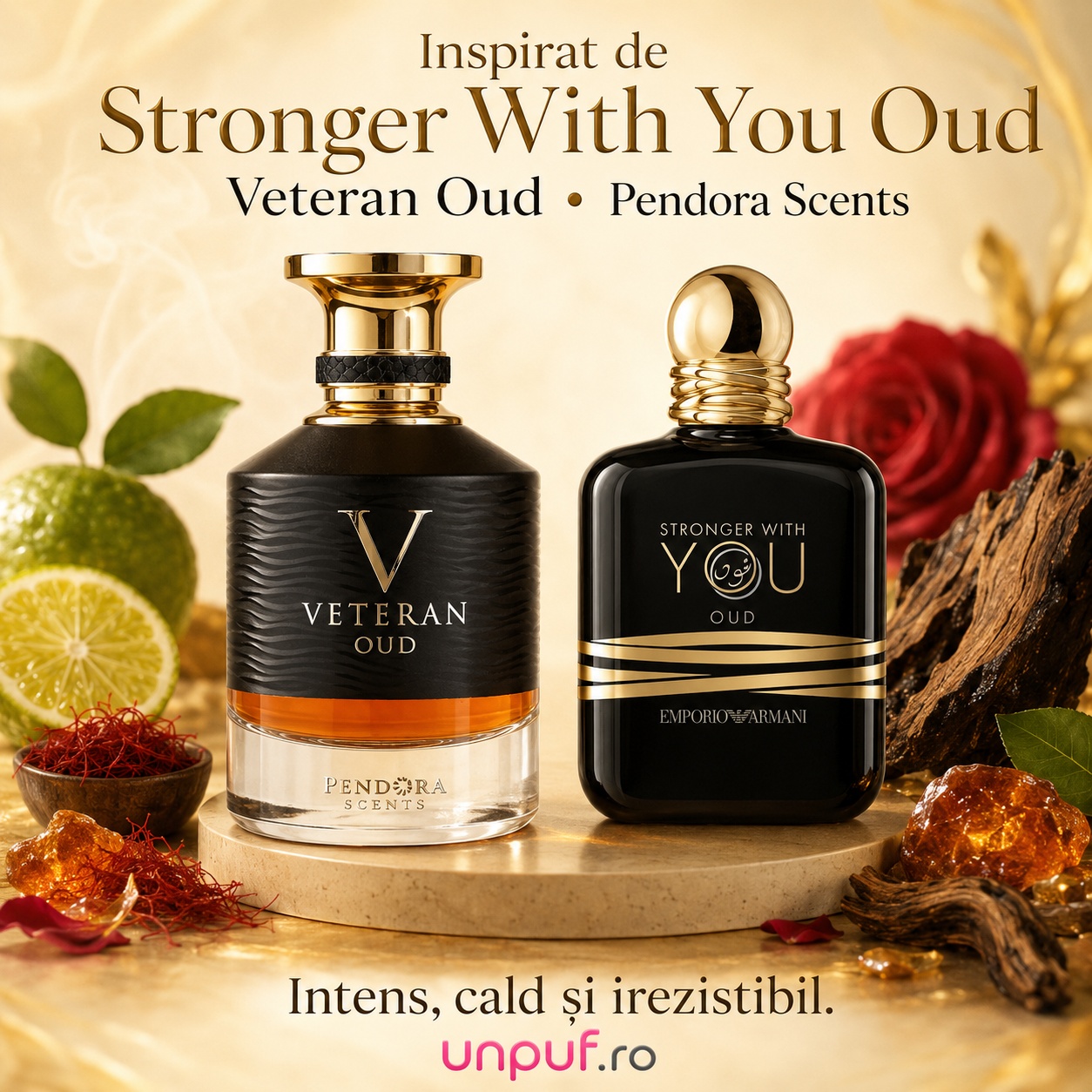 Pendora Scents Veteran Oud inspirat de Stronger With You Oud, parfum masculin cald intens și irezistibil
