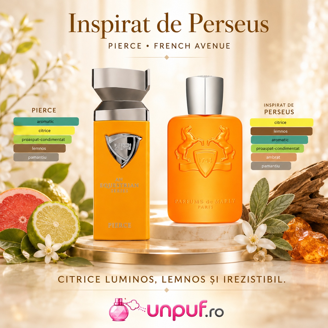 Pierce French Avenue inspirat de Perseus Parfums de Marly parfum citric lemnos aromatic și irezistibil