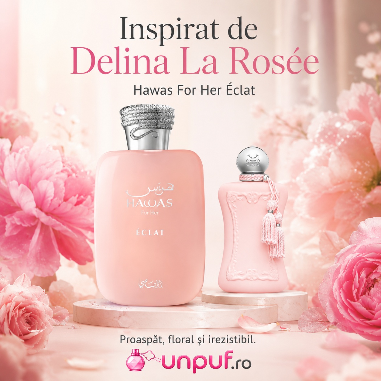 Rasasi Hawas Eclat inspirat de Delina La Rosée, parfum proaspăt, floral și irezistibil