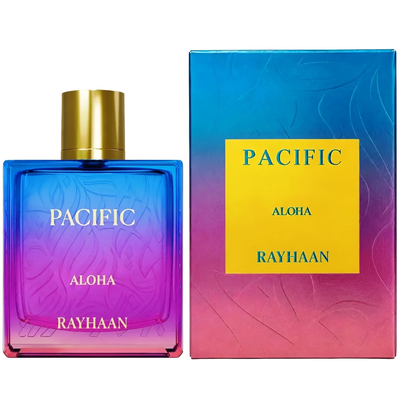 Rayhaan Pacific Aloha 100ml cu sticlă și cutie pe fundal alb, prezentare completă produs