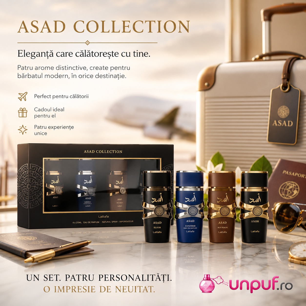 Lattafa Asad Collection set compact pentru călătorii și destinații speciale
