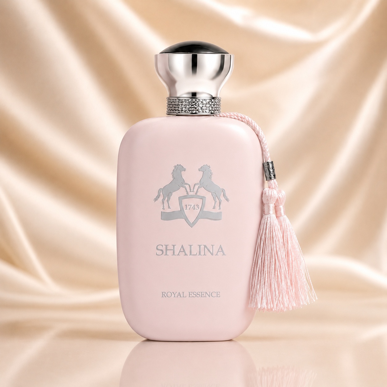 Flacon Shalina Royal Essence 100 ml Apă de Parfum pentru damă cu design roz și capac argintiu