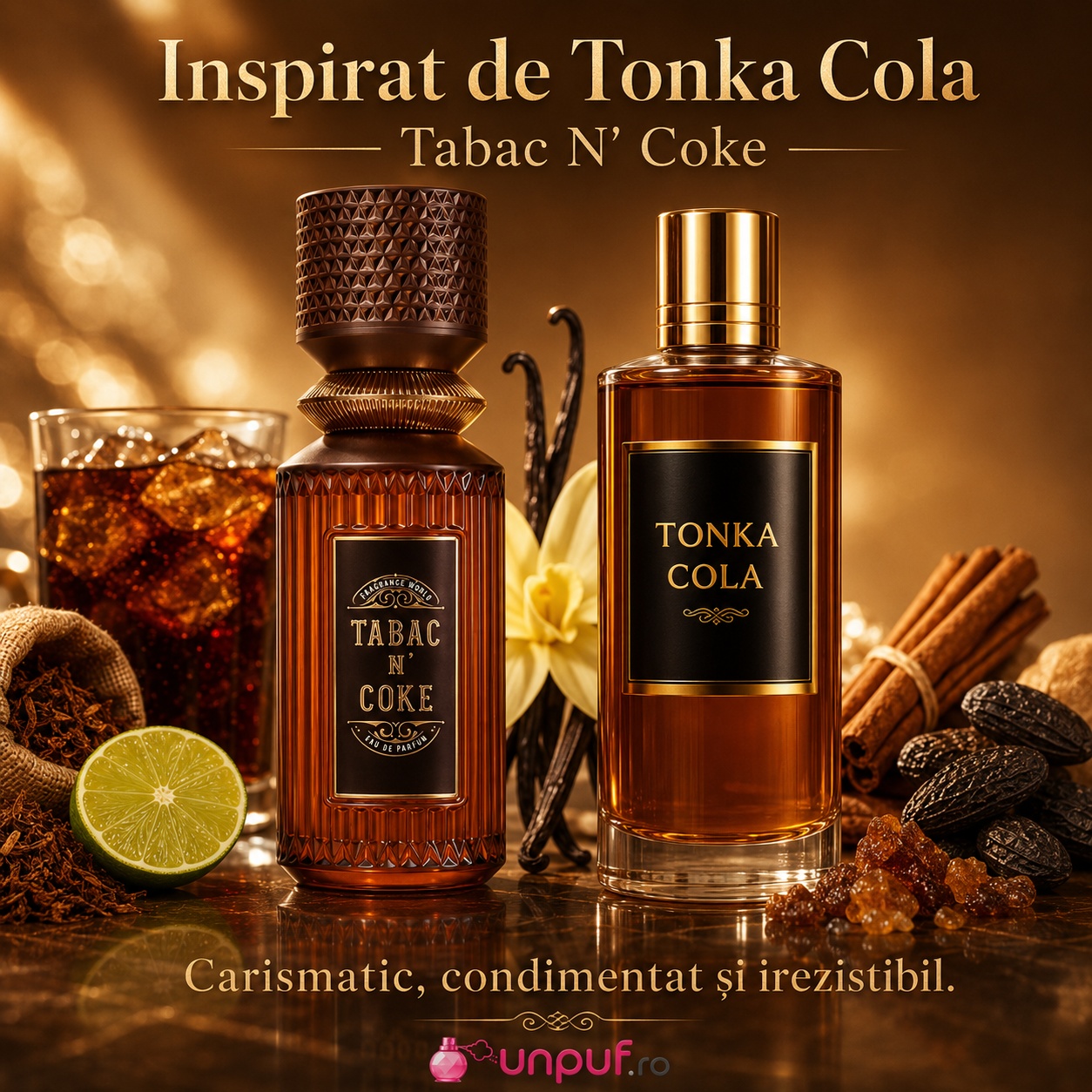 Tabac N Coke Fragrance World inspirat din Tonka Cola parfum cu cola, tutun, vanilie și condimente