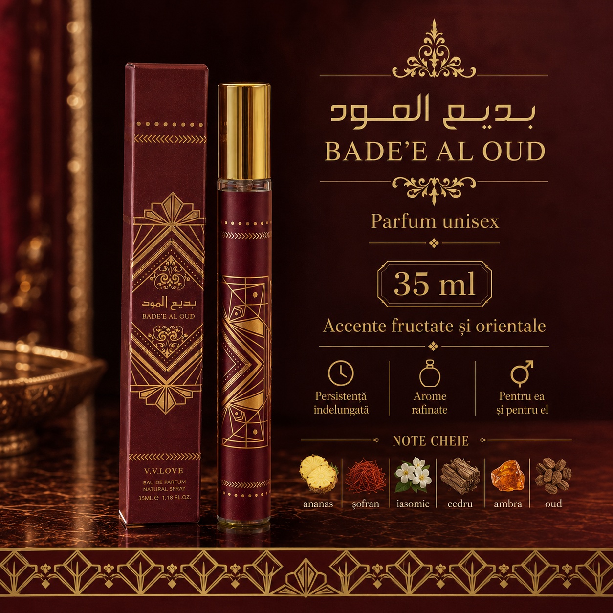 Badee Al Oud V.V. Love 35 ml parfum unisex arabesc cu accente fructate și orientale