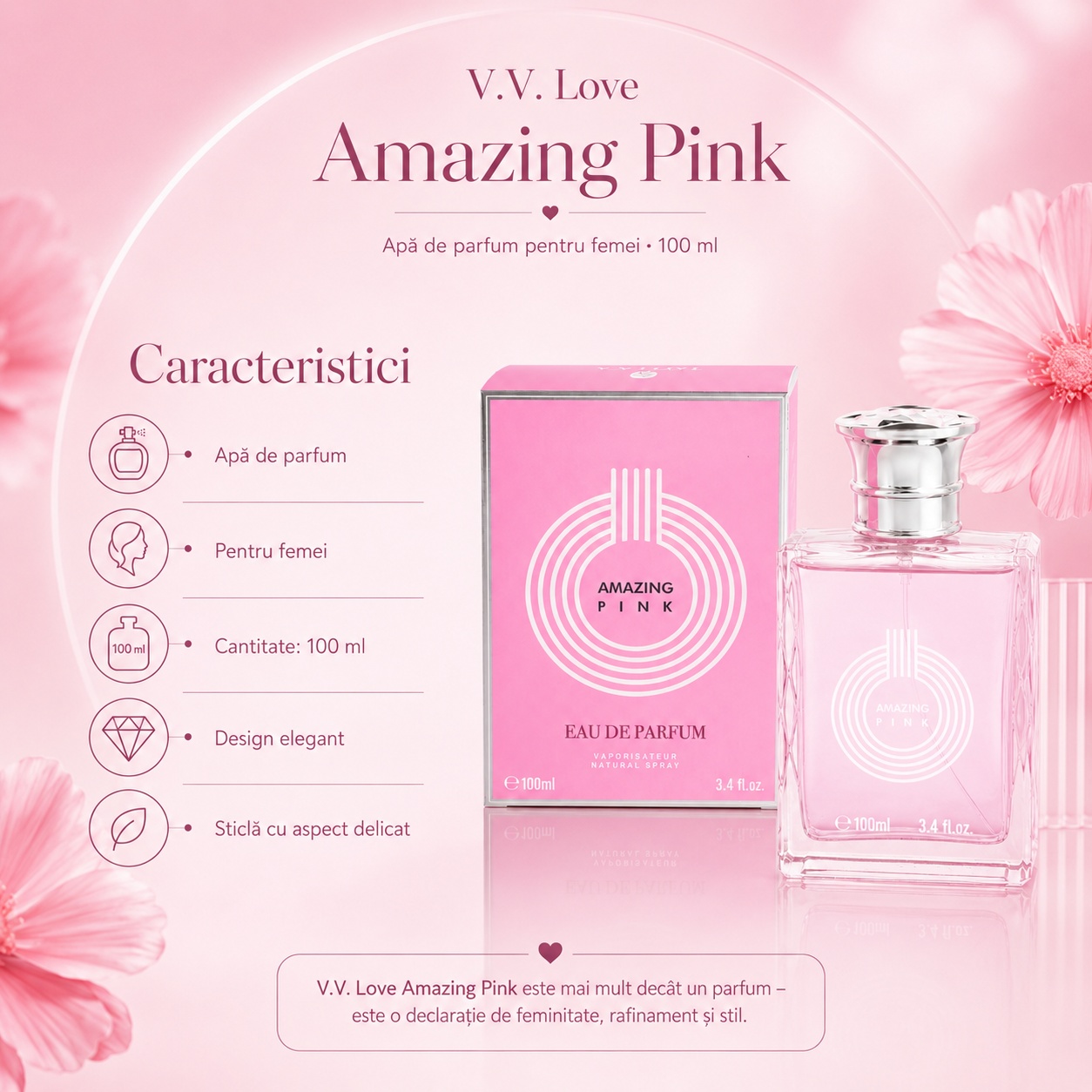 Caracteristici V.V. Love Amazing Pink apă de parfum pentru femei 100 ml