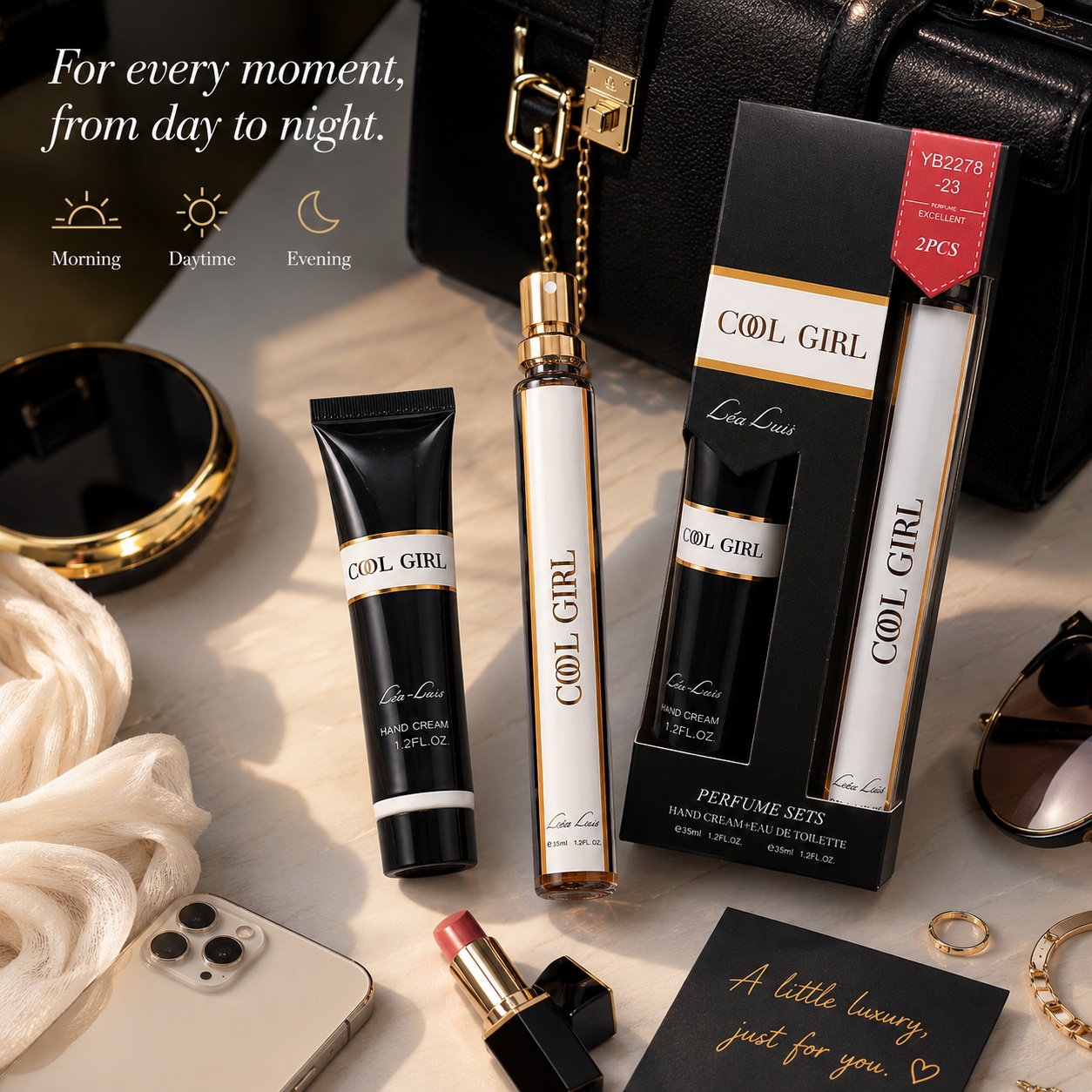 Set Cool Girl pentru orice moment din zi, dimineață, zi și seară, apă de toaletă și cremă de m&acirc;ini 35 ml