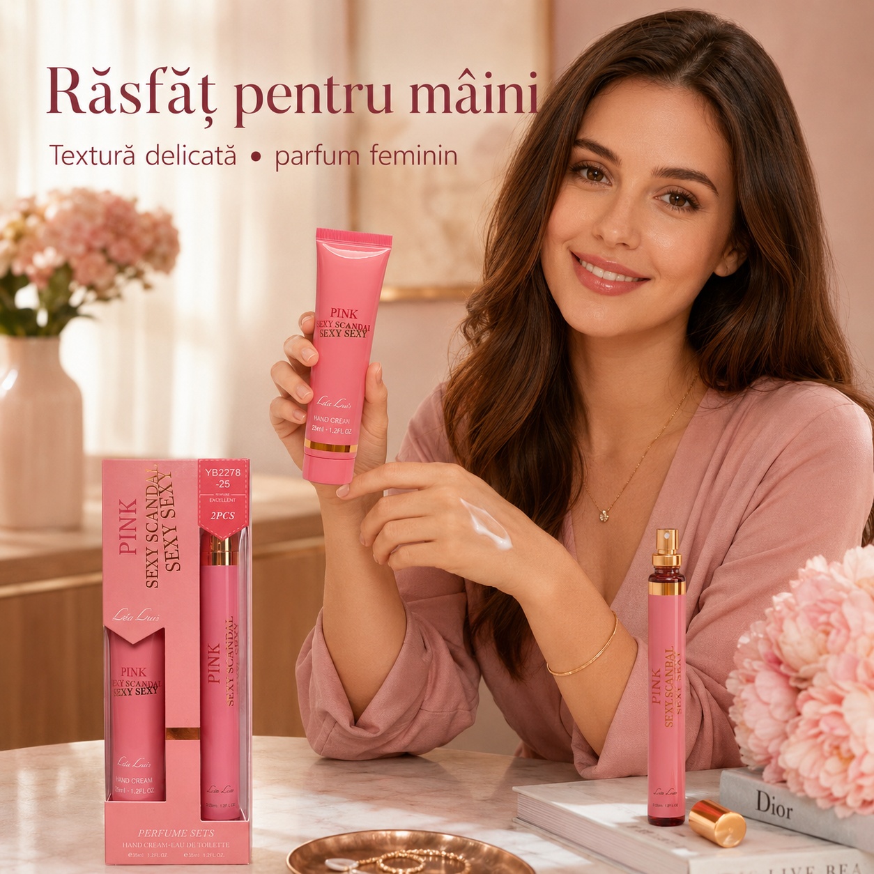 Răsfăț pentru m&acirc;ini Pink Sexy Scandal cremă de m&acirc;ini parfumată și parfum feminin