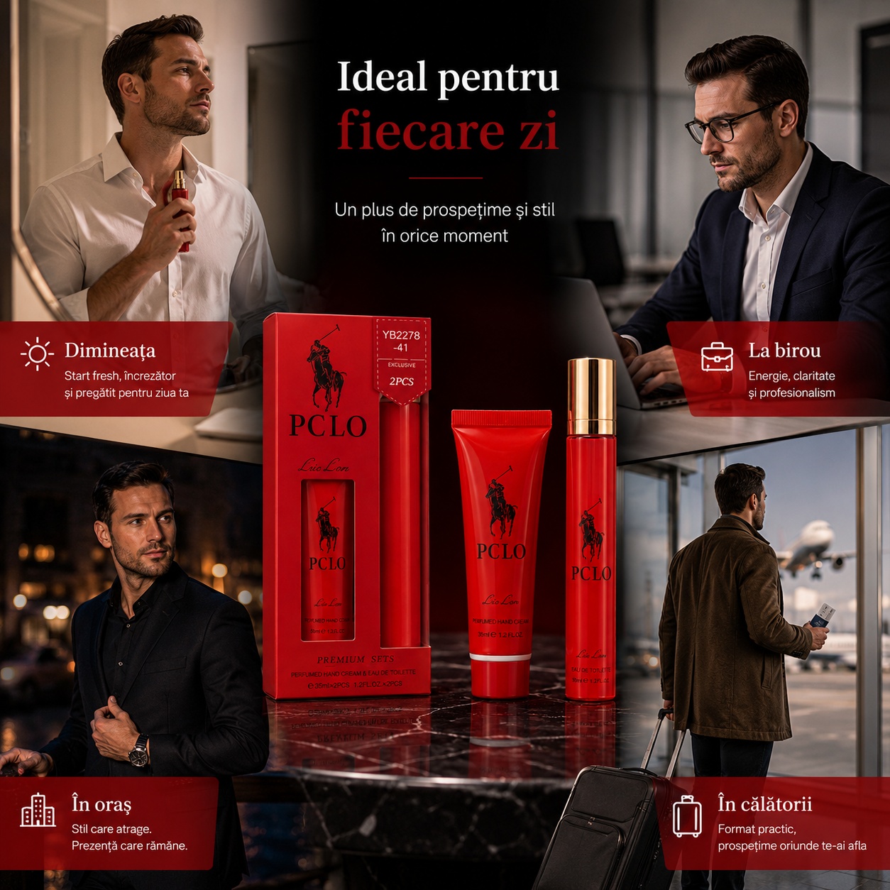 Set PCLO ideal pentru fiecare zi, dimineața, la birou, &icirc;n oraș și &icirc;n călătorii