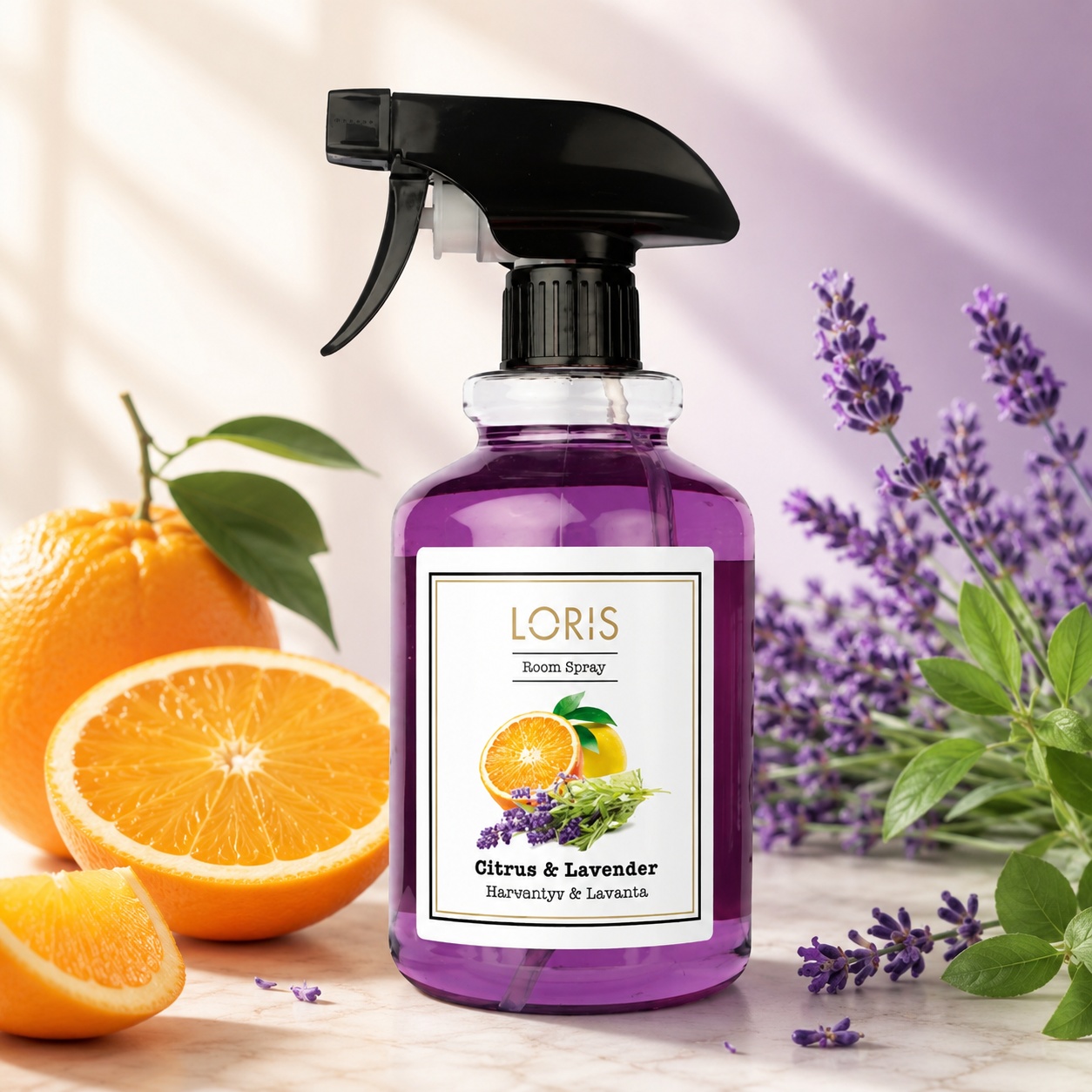 Spray Odorizant Loris Pafum Citrus & Lavander 500 ml pentru cameră hol baie și auto aromă de citrice și lavandă