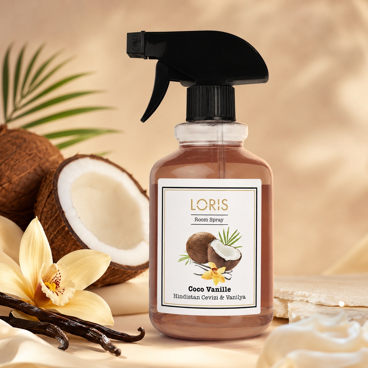 Spray Odorizant Loris Pafum Coco Vanille 500 ml pentru cameră hol baie și auto aromă de cocos și vanilie