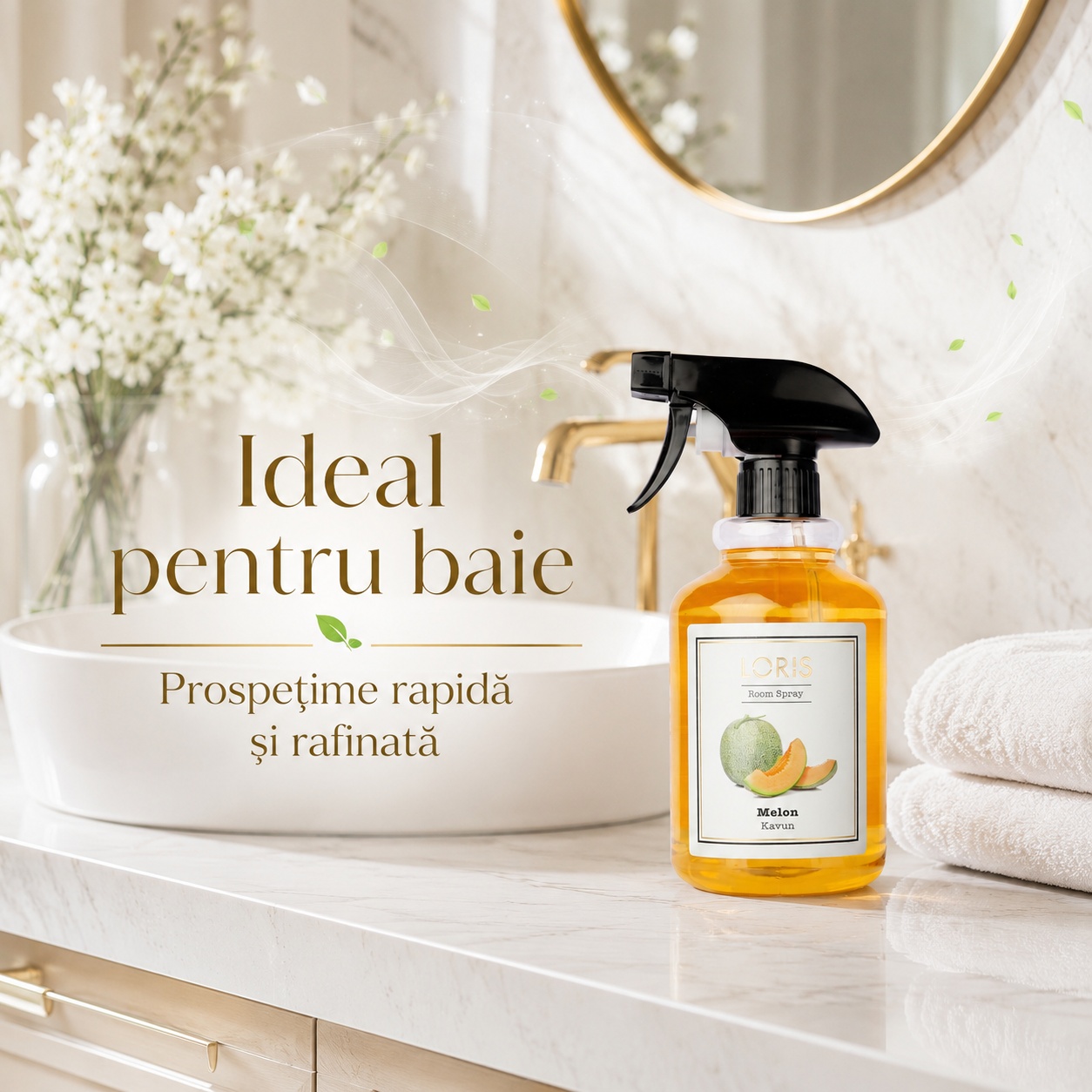 Spray Odorizant Loris Pafum Melon prospețime imediată pentru baie cameră și hol