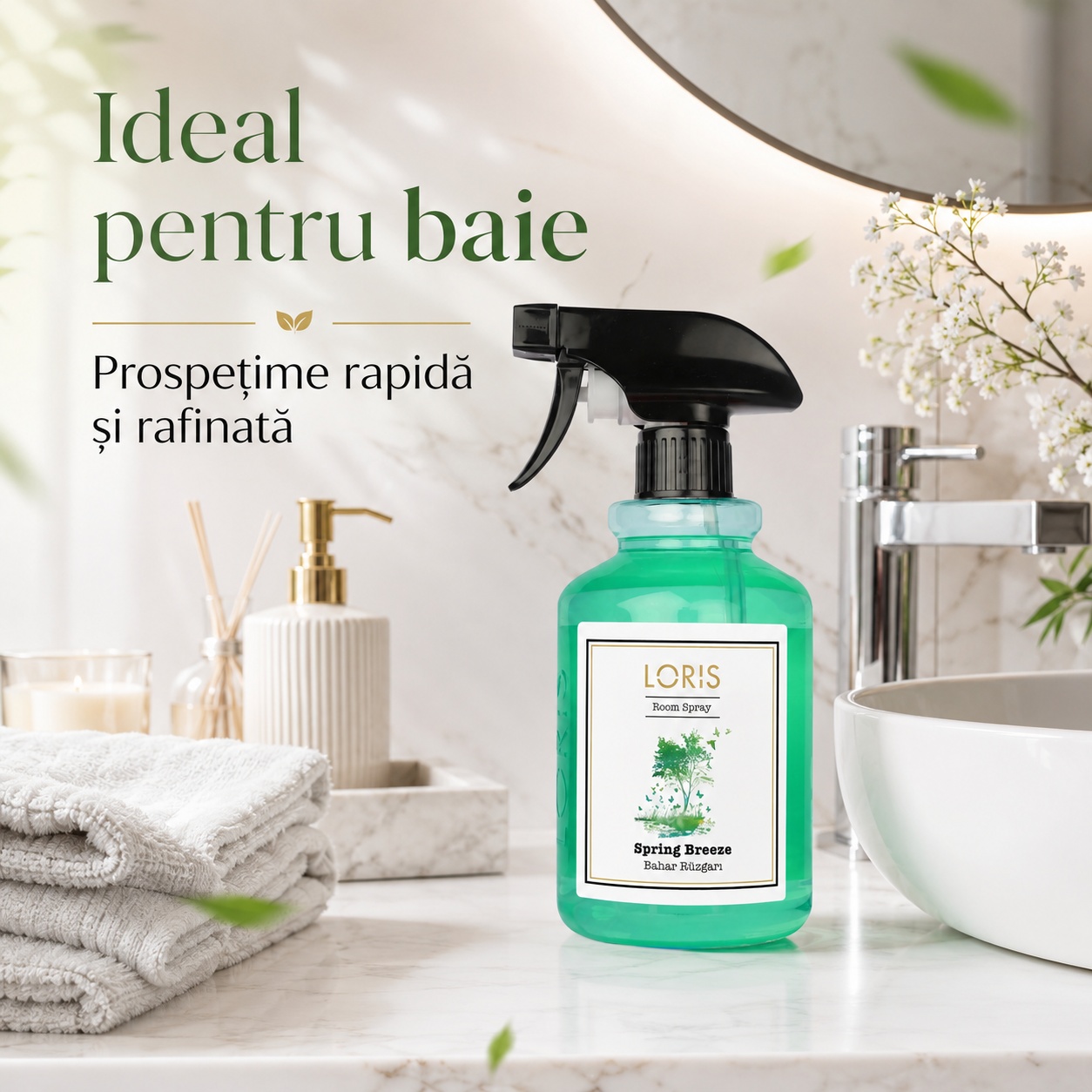 Spray Odorizant Loris Pafum Spring Breeze ideal pentru baie prospețime rapidă și rafinată