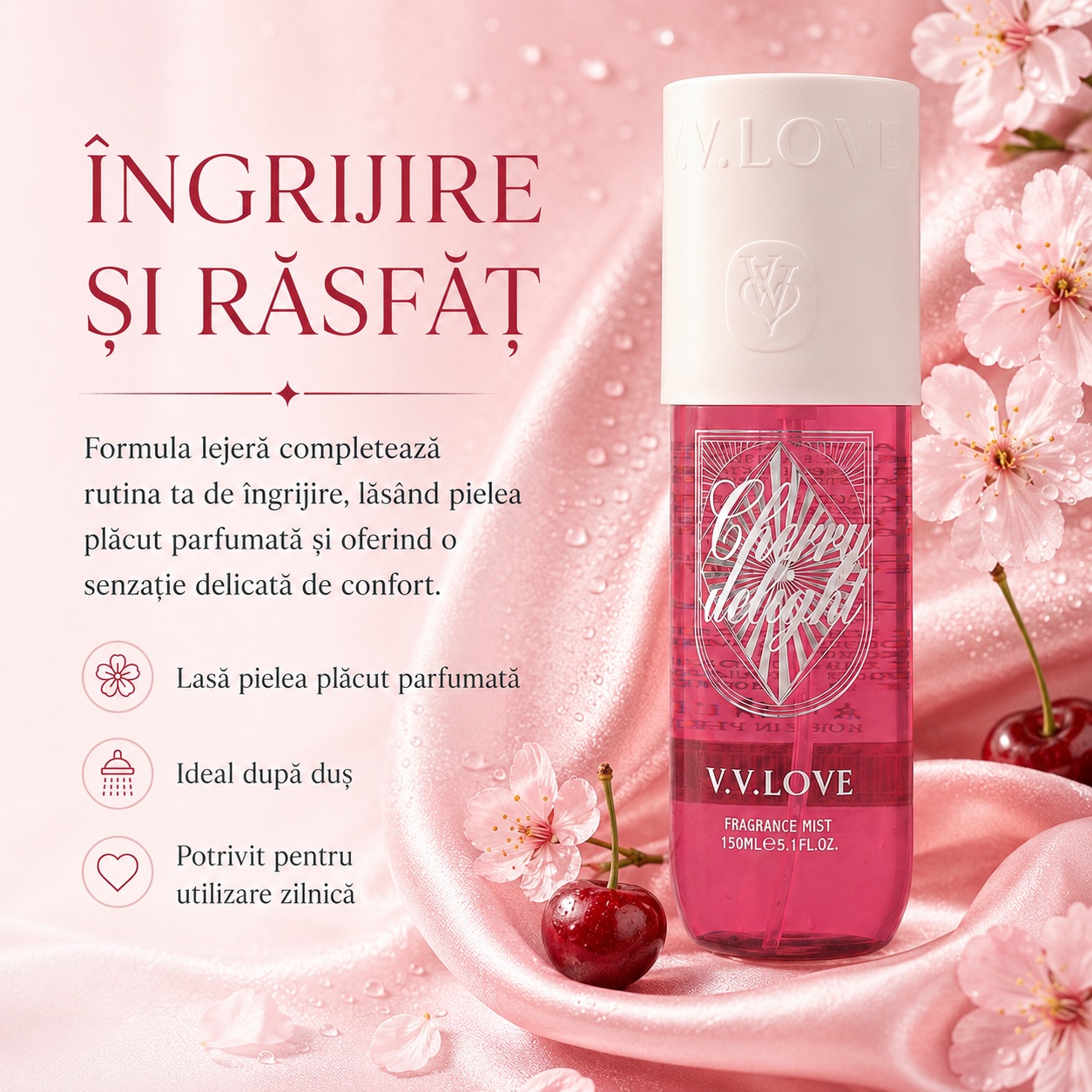 V.V. Love Cherry Delight &icirc;ngrijire și răsfăț spray parfumat corp 150 ml damă