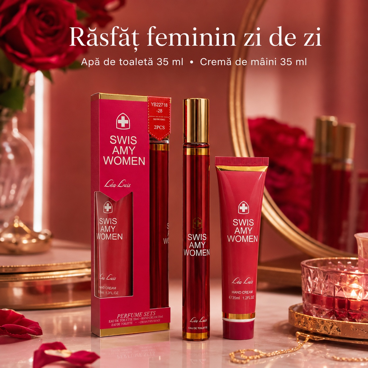 Swis Amy Women set damă, apă de parfum 35 ml și cremă de m&acirc;ini 35 ml, răsfăț feminin zi de zi