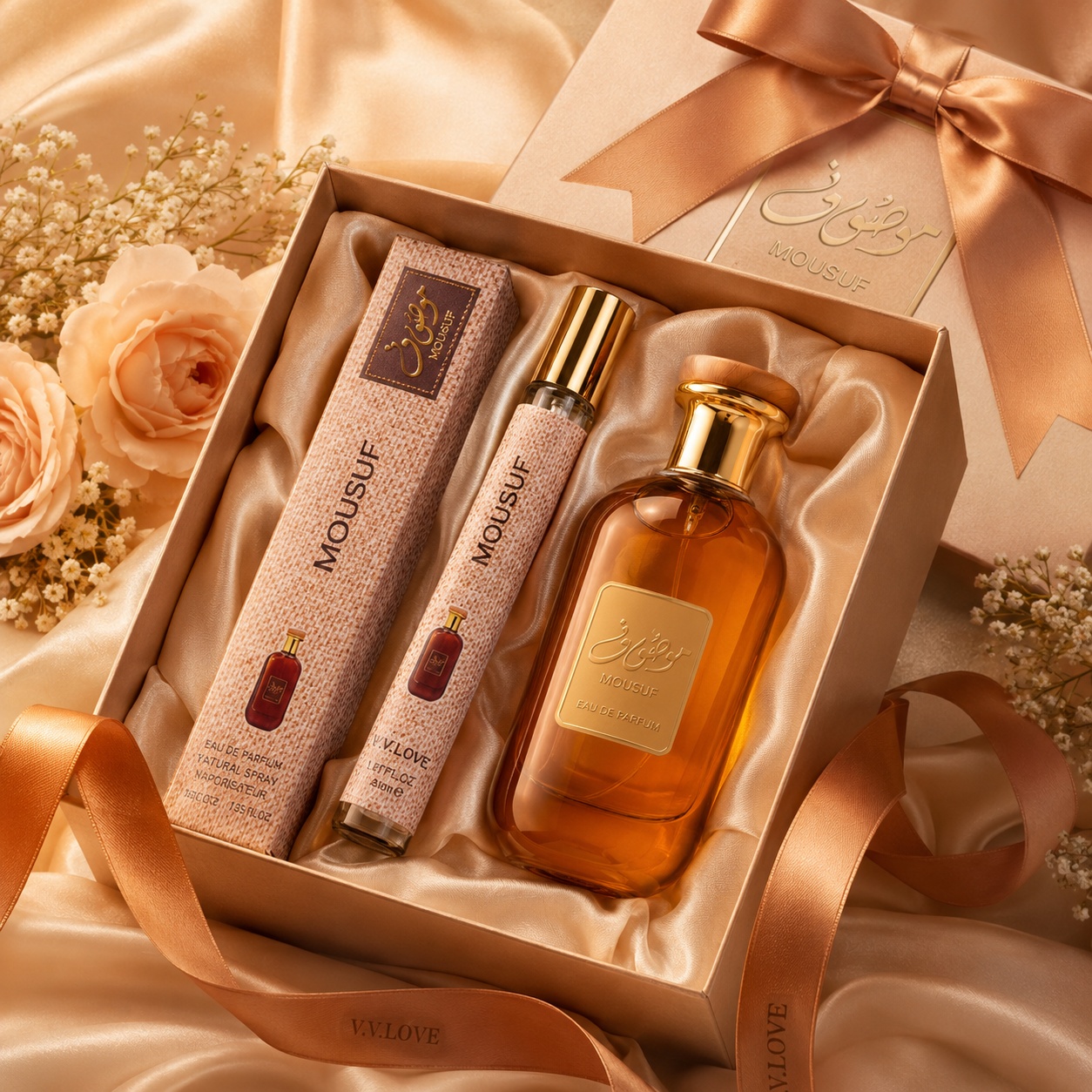 Parfum Mousuf 35 ml cadou elegant pentru femei cu ambalaj premium crem auriu