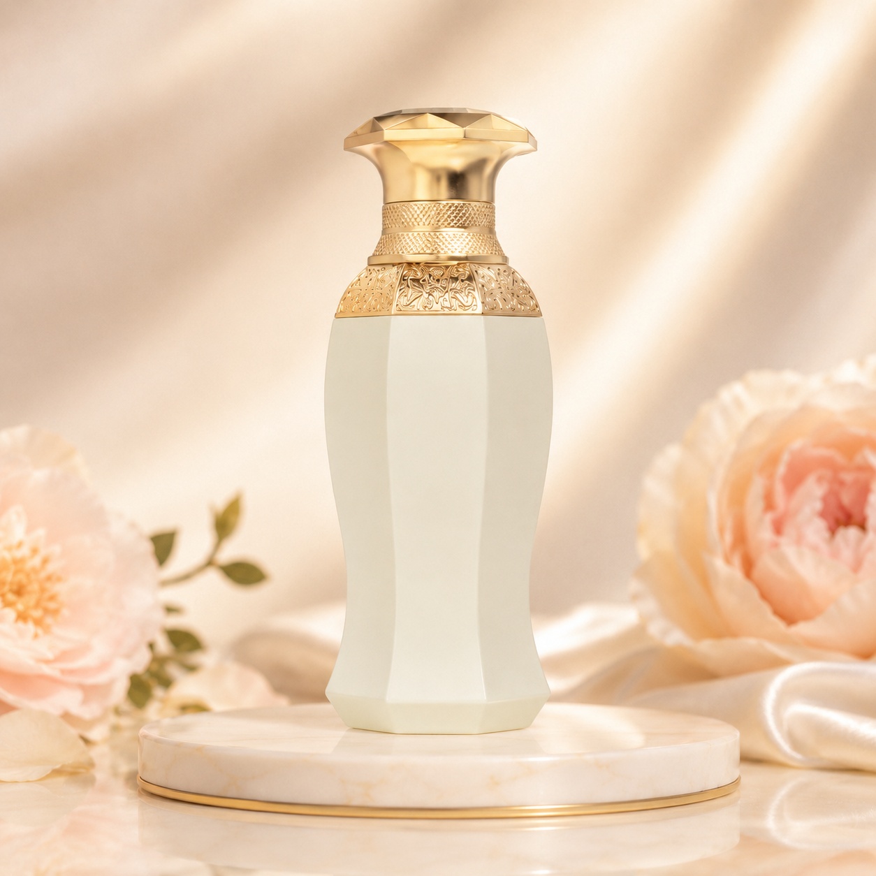 Sticlă parfum Afnan Kiaana Angel 100 ml crem cu capac auriu elegant și detalii rafinate