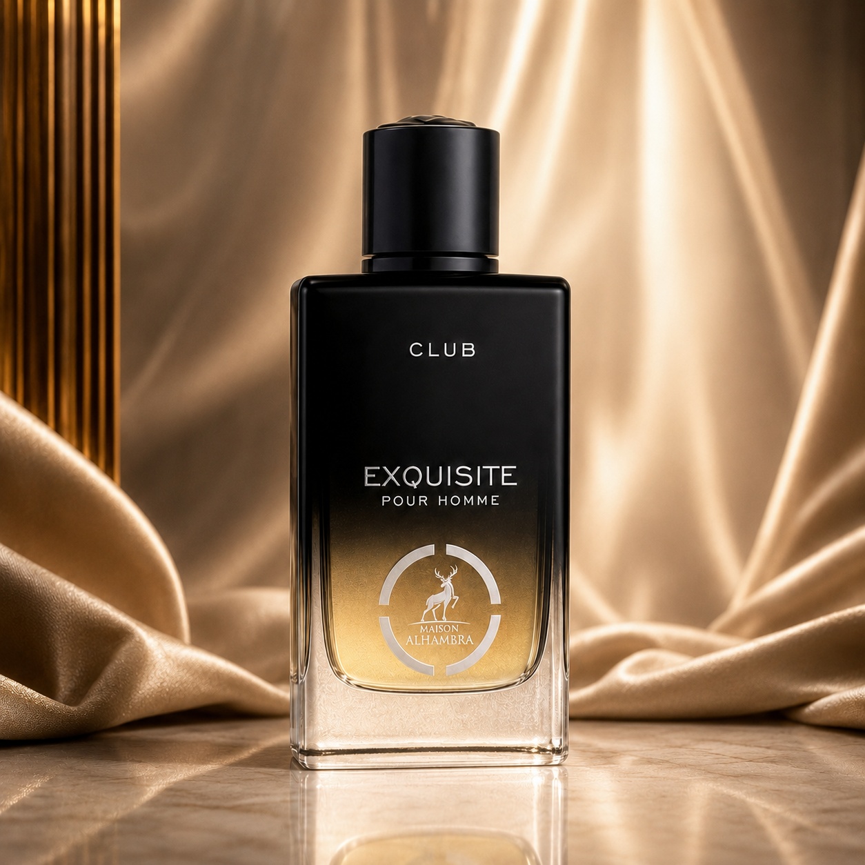 Sticlă Parfum Alhambra Exquisite Club Maison Alhambra 100 ml pe fundal luminos premium