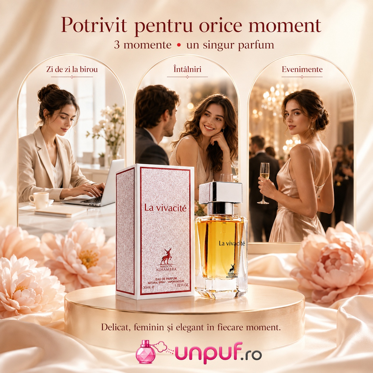 Parfum Alhambra La Vivacite potrivit pentru zi de zi, birou, &icirc;nt&acirc;lniri și evenimente