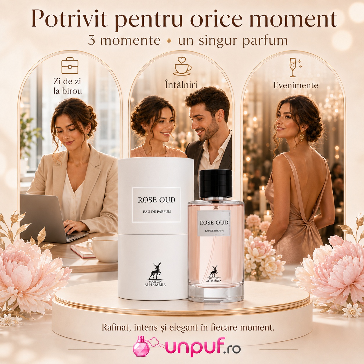 Alhambra Rose Oud potrivit pentru zi de zi, birou, întâlniri și evenimente