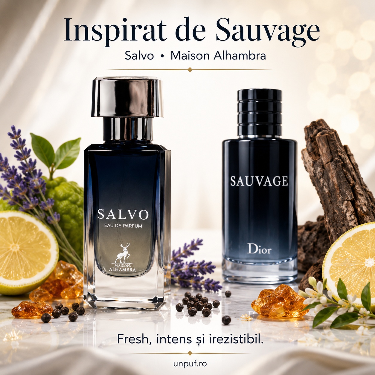 Parfum Alhambra Salvo inspirat de Sauvage, fresh, intens și masculin