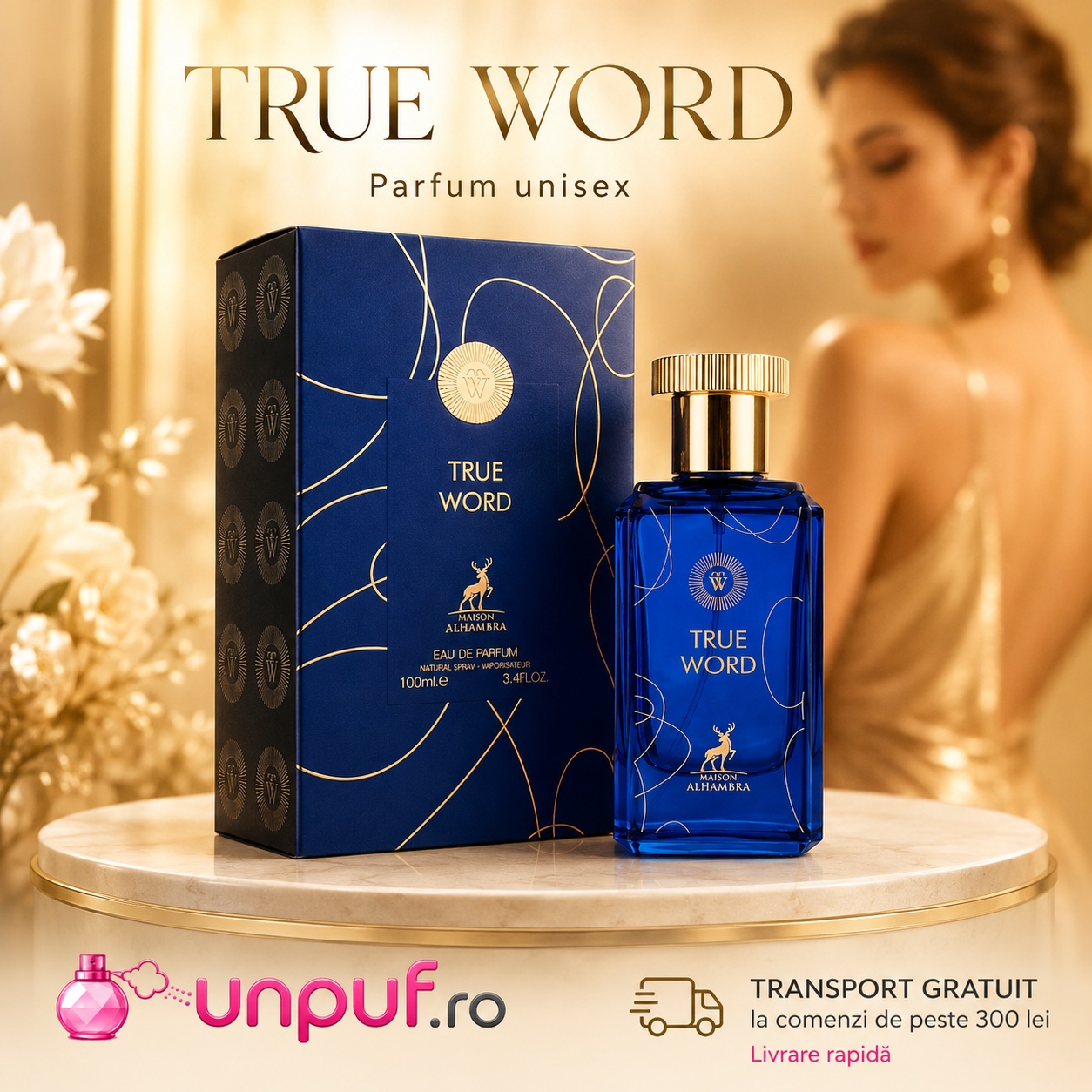Alhambra True Word parfum unisex cu prezentare premium și transport gratuit la comenzi eligibile