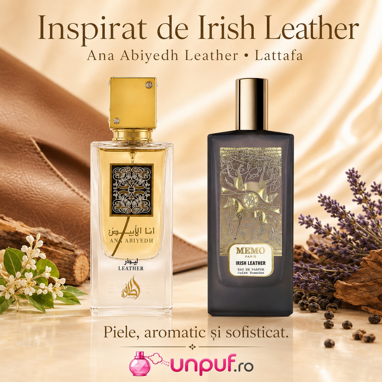 Parfum Ana Abiyedh Leather Lattafa inspirat de Irish Leather Memo Paris, piele, aromatic și sofisticat