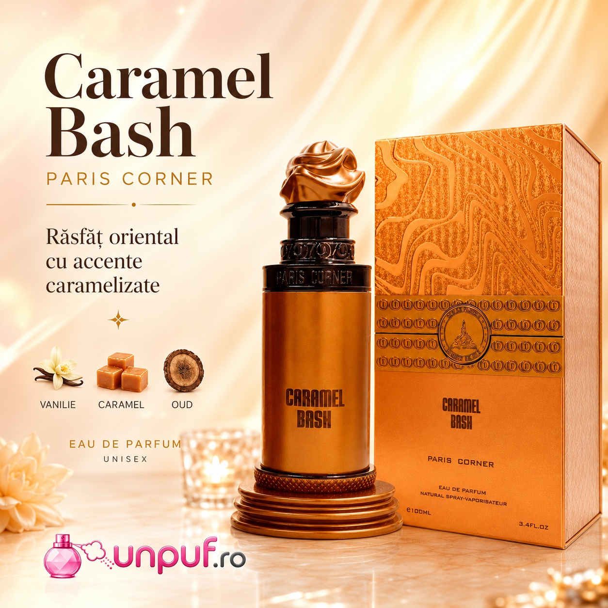 Caramel Bash Paris Corner răsfăț oriental cu accente caramelizate, vanilie, caramel și oud