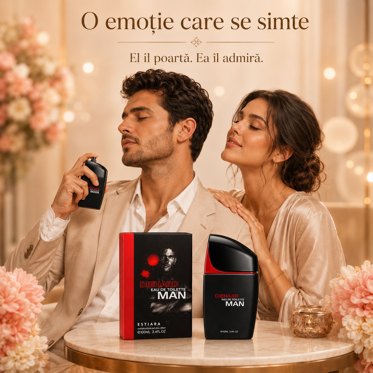 Estiara Die Hard parfum masculin, fresh și elegant, potrivit pentru momente romantice