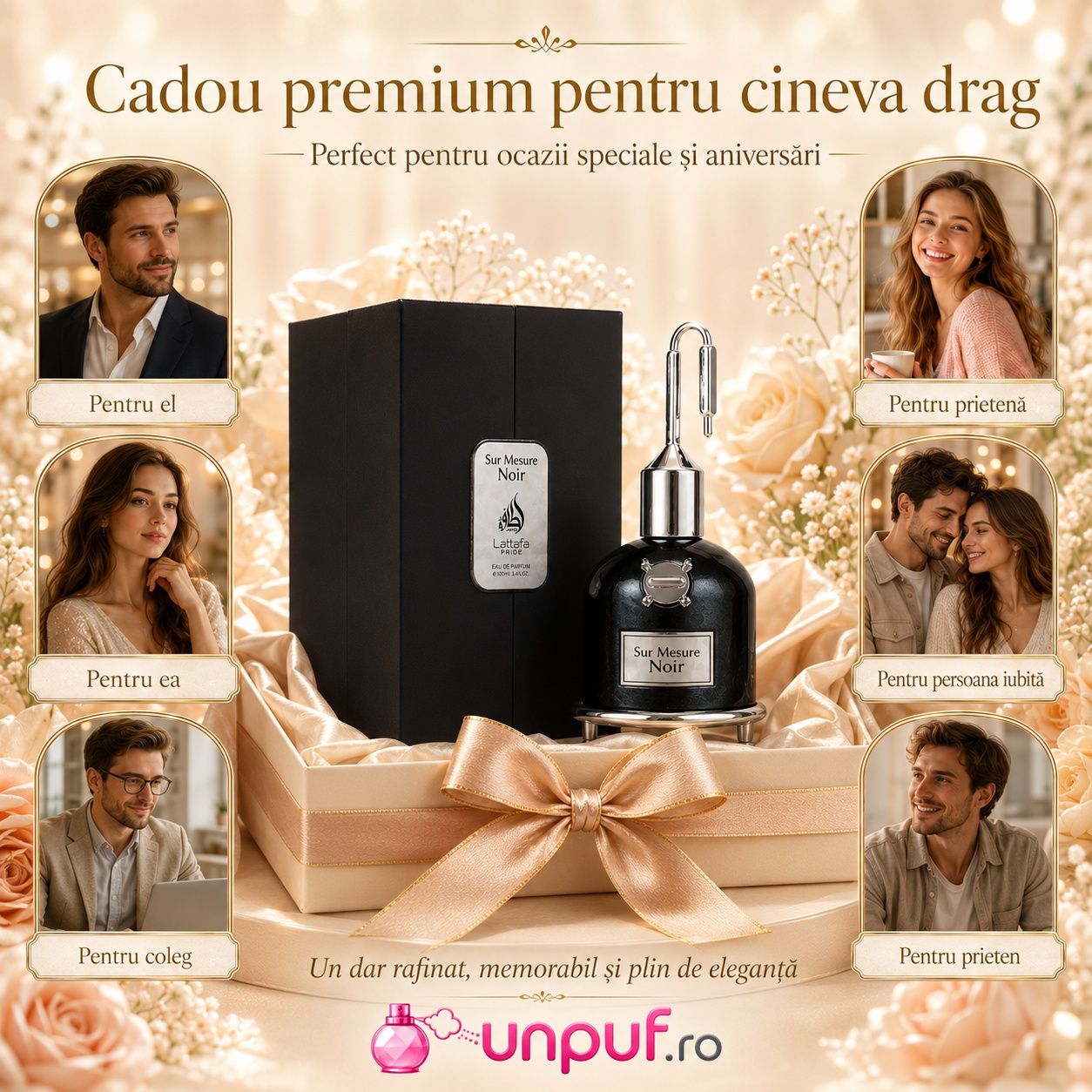 Lattafa Pride Sur Mesure Noir cadou premium pentru cineva drag, parfum arăbesc elegant și memorabil