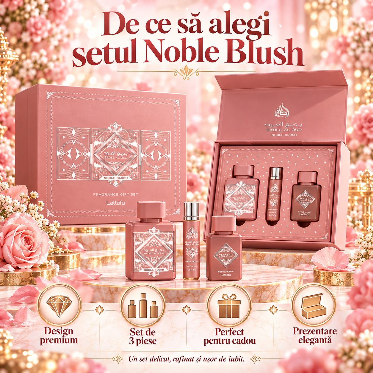 De ce să alegi Lattafa Noble Blush Gift Set 3 piese