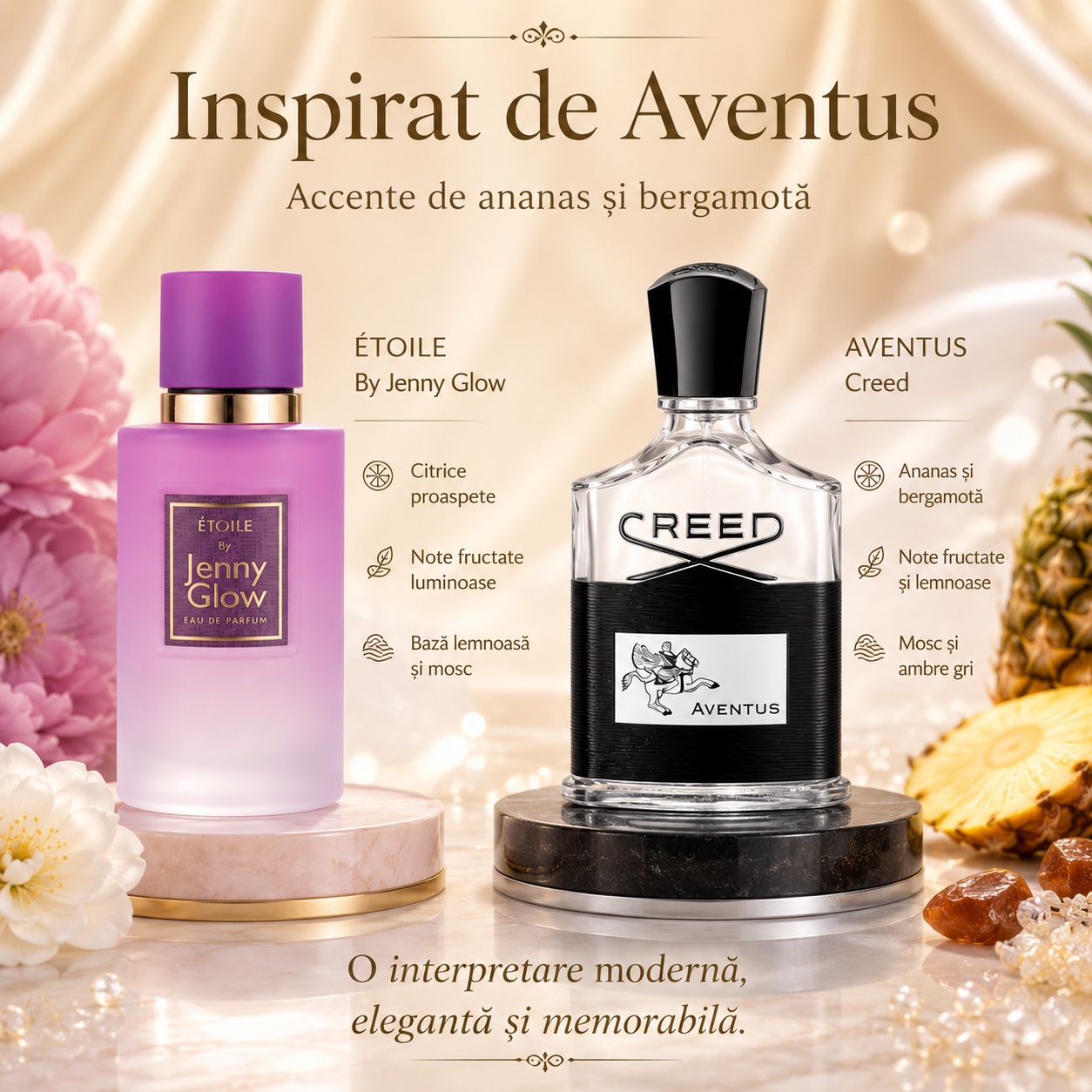 Sterling Etoile Jenny Glow inspirat de Aventus parfum modern elegant cu accente de ananas și bergamotă