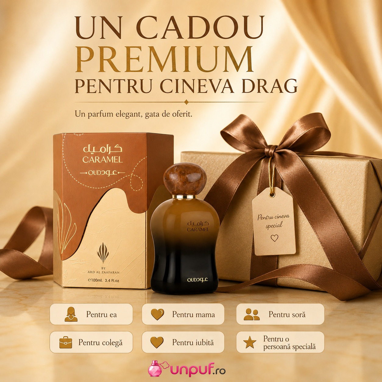 Cadou premium Ard Al Zaafaran Caramel Oud pentru femei, mamă, soră, colegă, iubită sau persoană specială