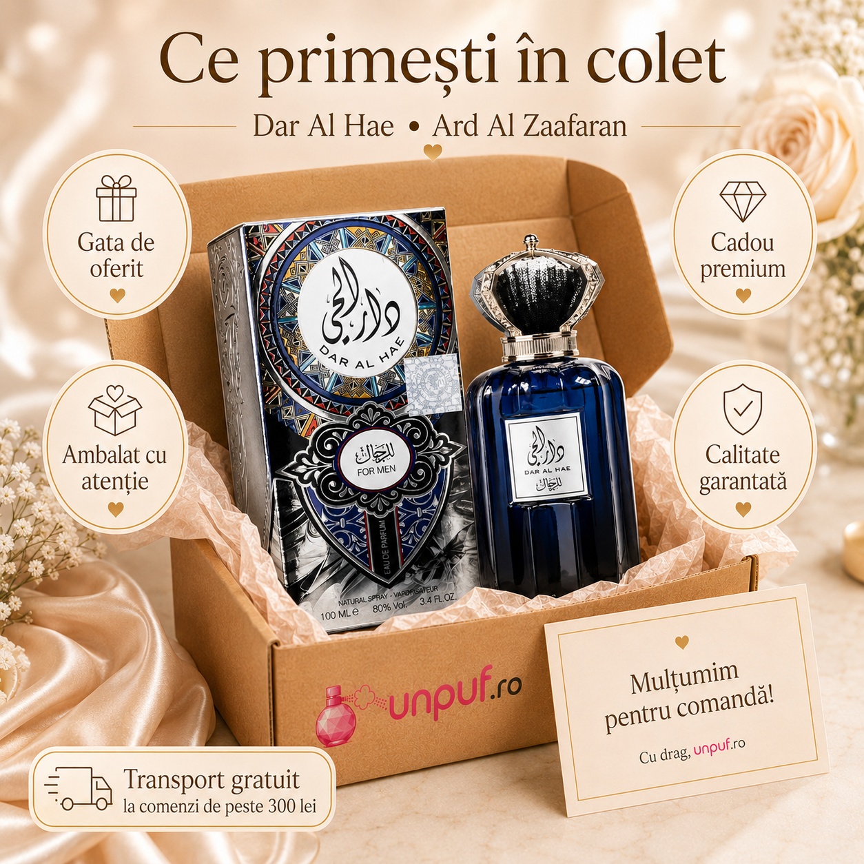 Colet parfum Dar Al Hae For Men Ard Al Zaafaran ambalat cu atenție, cadou premium și calitate garantată