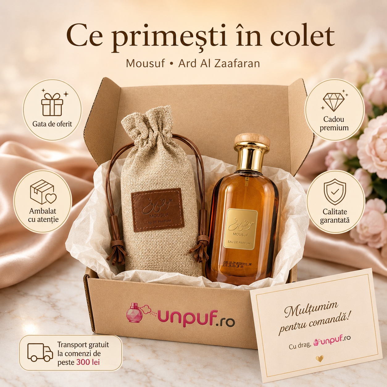 Colet parfum Mousuf Ard Al Zaafaran ambalat cu atenție, cadou premium și calitate garantată