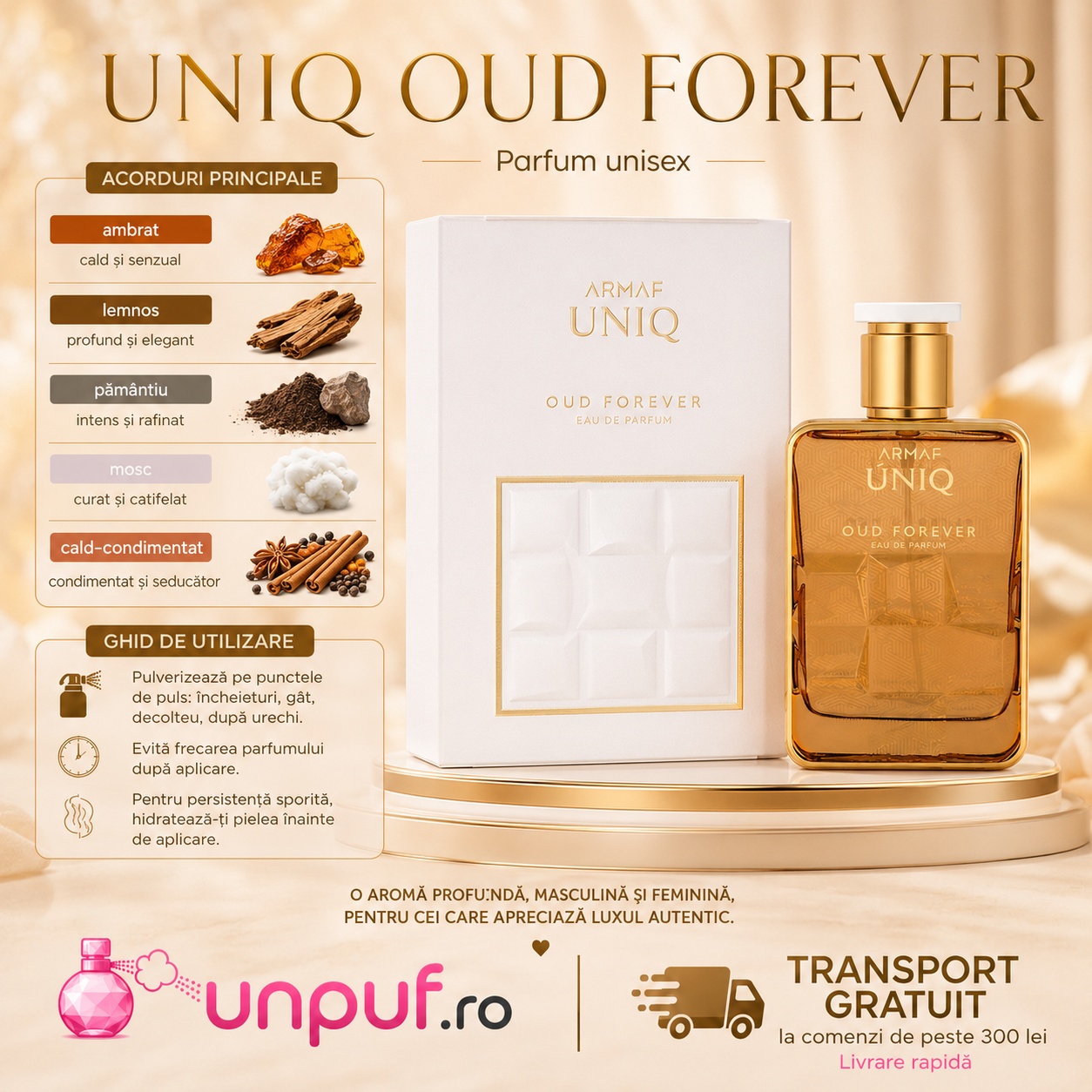 Ghid de utilizare Armaf Uniq Oud Forever 100 ml, parfum oriental oud lemnos