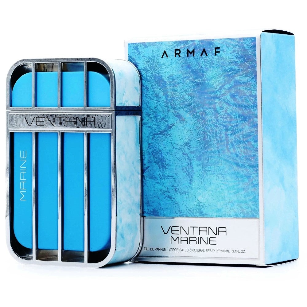 Cutie originală Armaf Ventana Marine 100 ml și flacon albastru parfum pentru bărbat