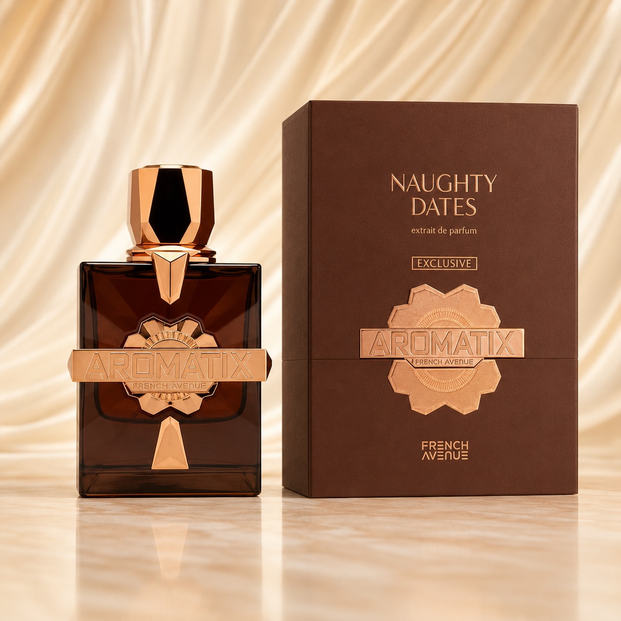 Parfum Arăbesc Aromatix Naughty Dates Extract de Parfum 100 ml cu sticlă brună și cutie premium French Avenue