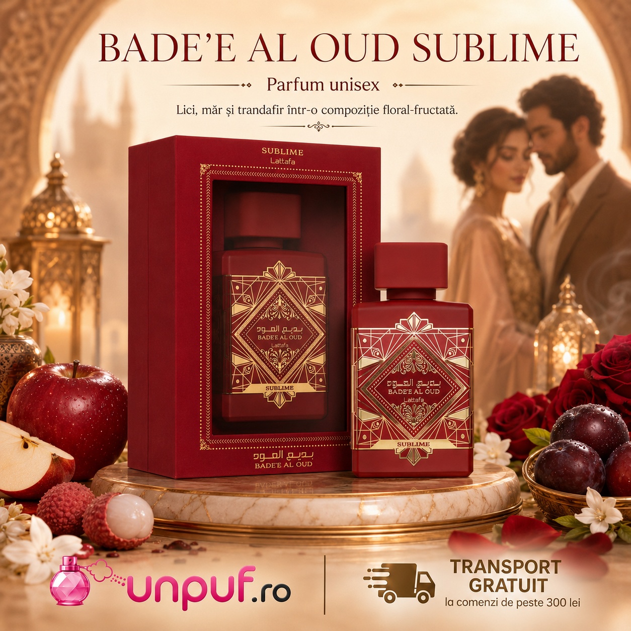 Bade&rsquo;E Al Oud Sublime parfum unisex cu lici măr și trandafir