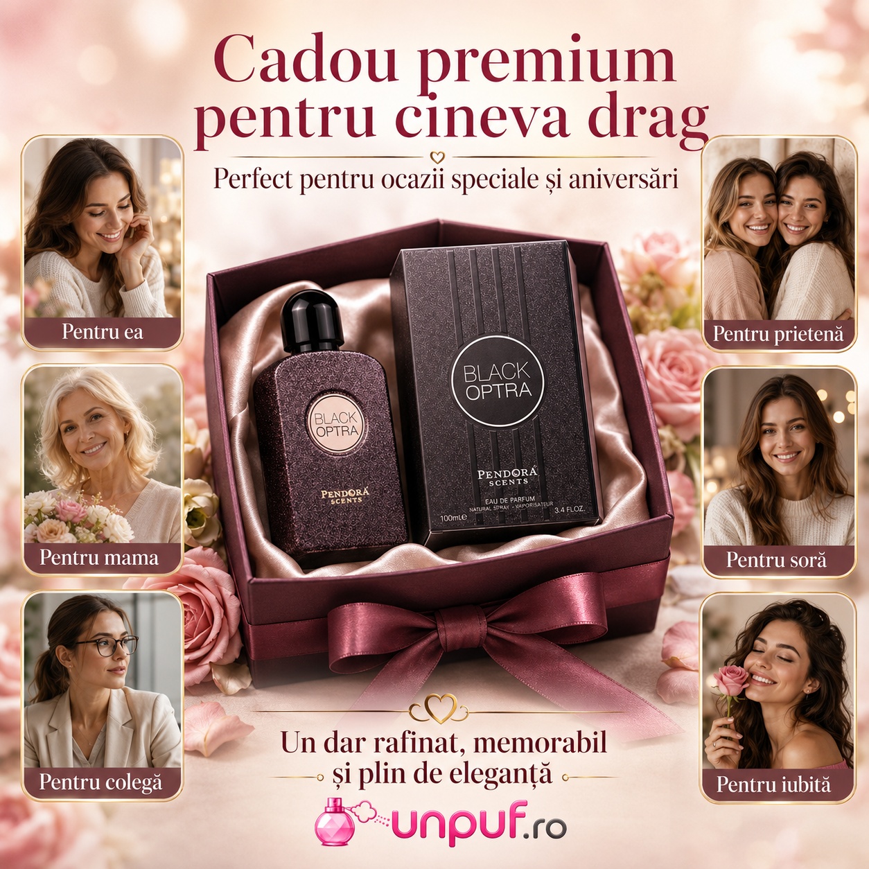 Black Optra Pendora Scents cadou premium pentru femei, prietenă, mamă, soră, colegă sau iubită