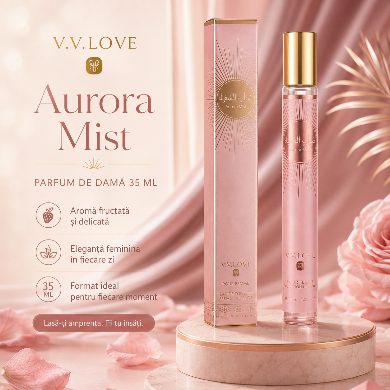 Parfum Aurora Mist 35 ml V.V. Love unpuf.ro aromă fructată delicată format ideal pentru fiecare moment